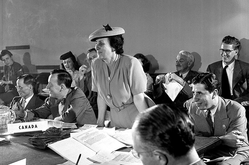 Bertha Lutz na conferência de fundação da ONU, em 1945: diplomata e cientista também lutou pelo voto feminino. Arquivo ONU.