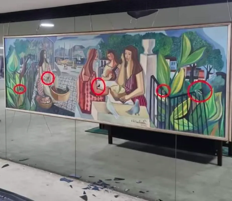 A tela "As mulatas", de Di Cavalcanti, uma das obras danificadas na ação terrorista no Palácio do Planalto do domingo (8/1). Foto: Reprodução da internet.
