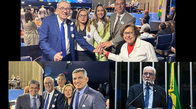Presidente da UPB, Wilson Cardoso, durante sessão no Congresso Nacional que aprovou a PEC 66/2023 em primeiro turno no Senado. A proposta representa alívio fiscal de R$ 50,8 bilhões aos municípios baianos.