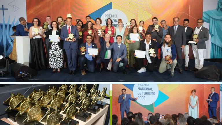 Cerimônia em Brasília (DF) marcou a entrega do Prêmio Nacional do Turismo 2025. Crédito: André Zimmerer/MTur