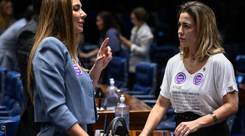 Ana Paula Lobato, autora, e Soraya Thronicke, relatora, na discussão do projeto Foto: Carlos Moura/Agência Senado